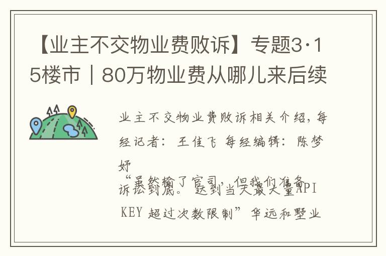 【业主不交物业费败诉】专题3·15楼市｜80万物业费从哪儿来后续：业主败诉，但坚持诉讼到底