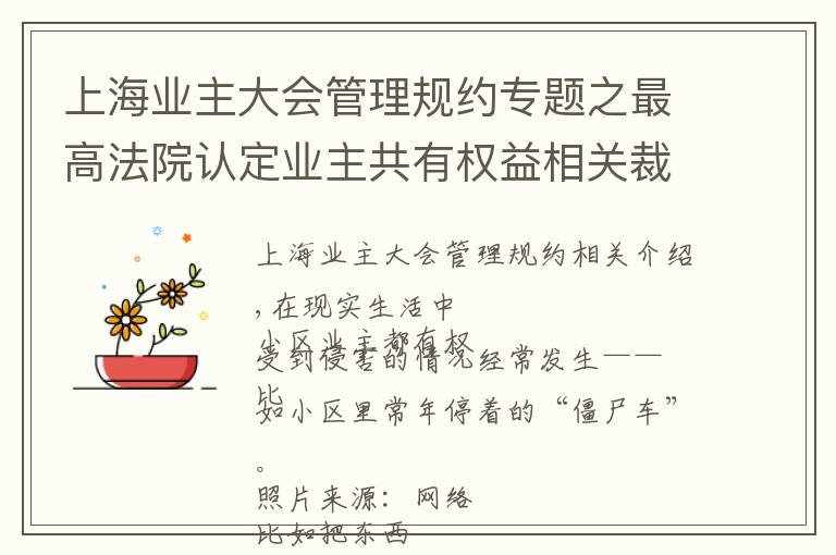 上海业主大会管理规约专题之最高法院认定业主共有权益相关裁判规则8条
