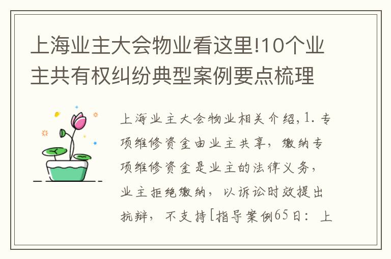 上海业主大会物业看这里!10个业主共有权纠纷典型案例要点梳理
