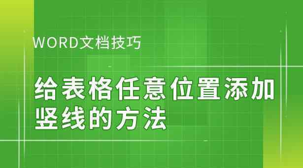 word插入表格 Word文档技巧—给表格任意位置添加竖线的方法