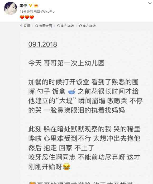 靳东有几个孩 靳东4岁儿子上幼儿园哇哇大哭！妈妈李佳心碎躲在角落咬牙坚持