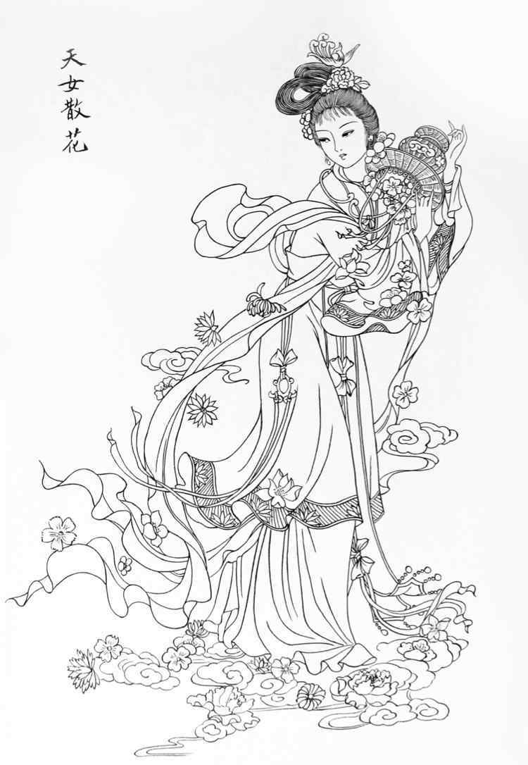 白描仕女图 我的白描工笔仕女画