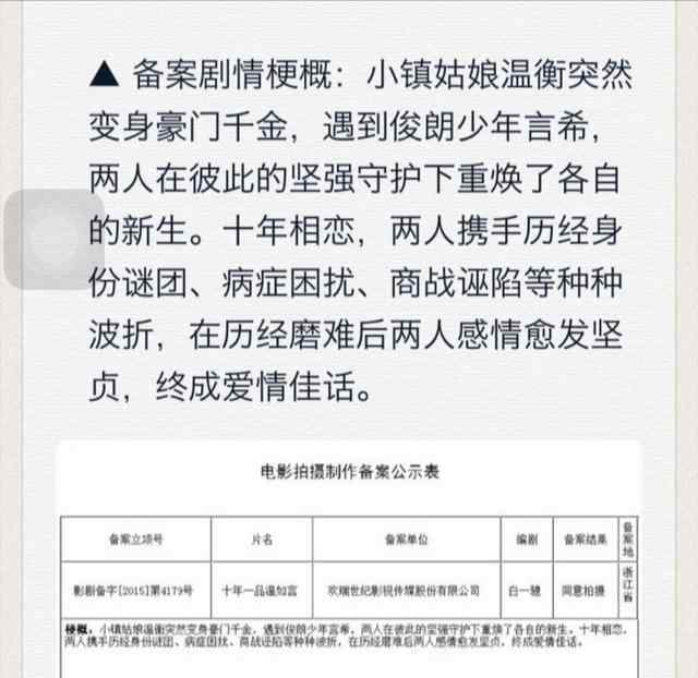 十年一品温如言电视剧 《十年一品温如言》电影版筹拍启动 书迷们却一片哀嚎