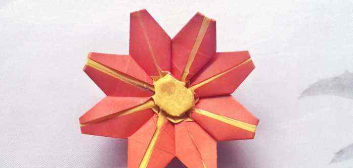 小雏菊伸缩折纸步骤图一张纸折出两色的立体式