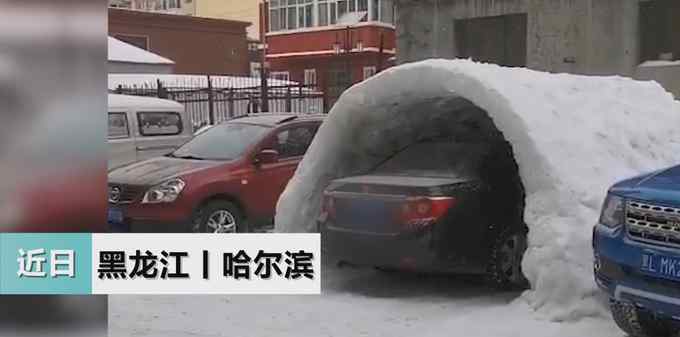 硬核！东北大哥在小区里用雪堆出一个车库 网友：硬是凿出了个一居室