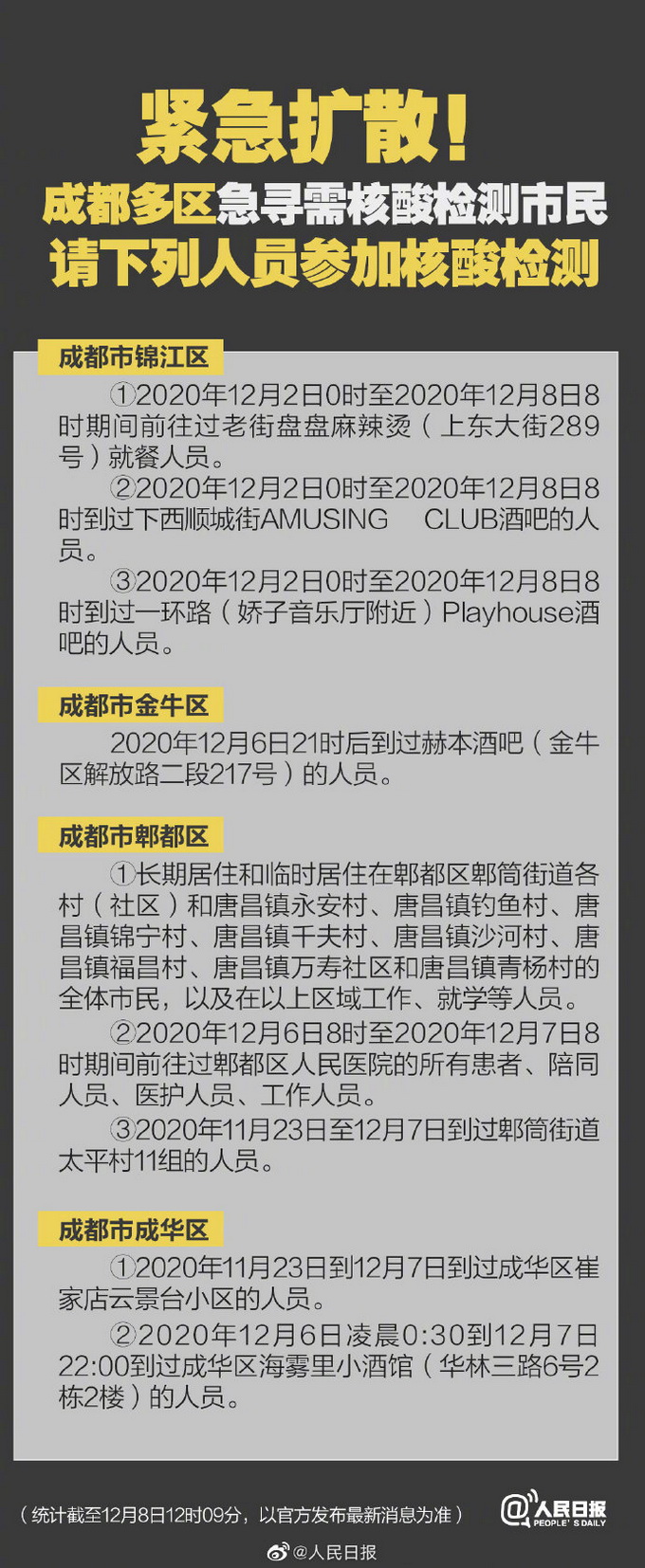 成都防疫关键时刻 多区急寻需核酸检测市民 还有这些信息不要信