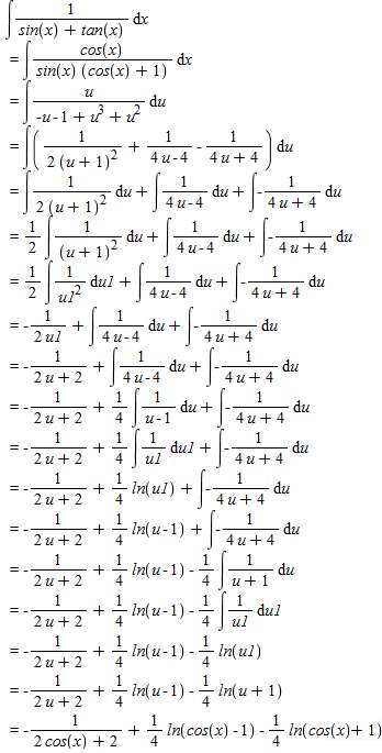 tanx积分 求不定积分 ∫ dx/（sinx+tanx）
