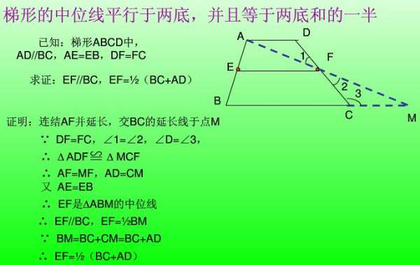 梯形中位线 梯形中位线定理用两种方法证明