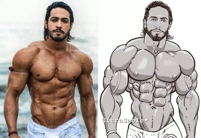 当肌肉男被画成漫画肌肉男，这也太帅了吧！