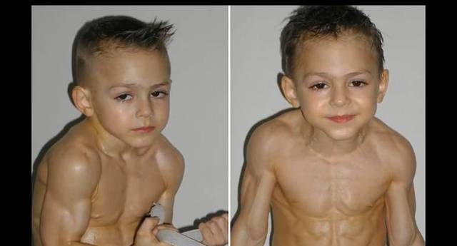 朱利亚诺·斯德尔，一个5岁就肌肉维度惊人，线条明显的男孩。