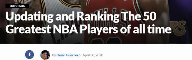 nba50大巨星排名 美媒评选NBA历史50大球星排名！现役有5人上榜，前三名没有悬念