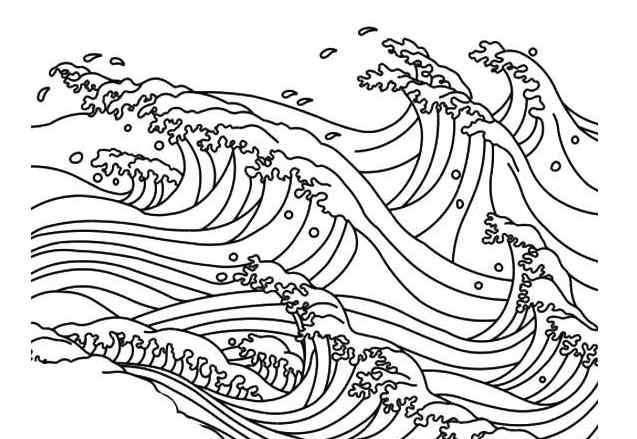 浪花简笔画 儿童大海景色简笔画-波涛汹涌