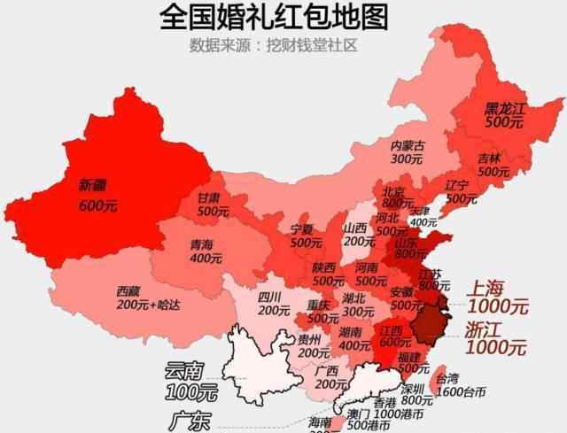 红包地图 全国婚礼红包最新地图来了 浙沪最“壕”