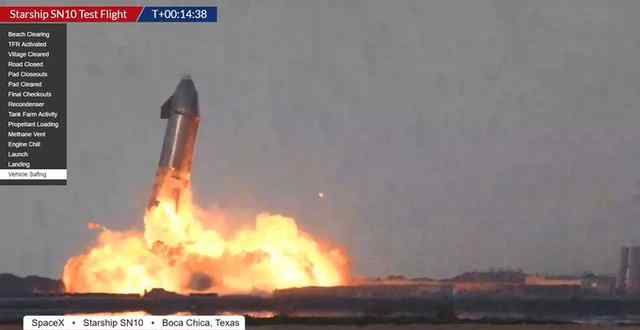美媒：SpaceX“星际飞船”原型机着陆数分钟后爆炸 画面曝光！