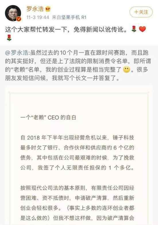 罗永浩限制消费令是怎么回事?罗永浩回应法院限制消费令