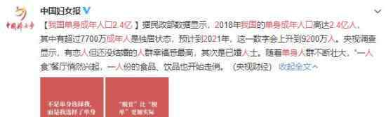 我国单身成年人口2.4亿人 这是什么现象