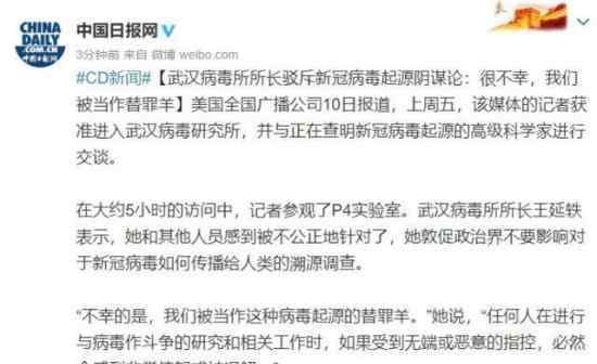 武汉病毒所所长：被当替罪羊 具体是怎么回事