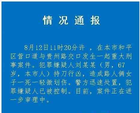 天津男子当街砍人致1死1伤 动机不明