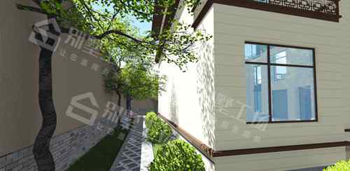 小型别墅图片 现代新中式别墅效果图，附带私人小庭院设计200平图片