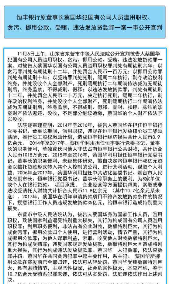 恒丰银行原董事长一审被判死缓 对此大家怎么看？