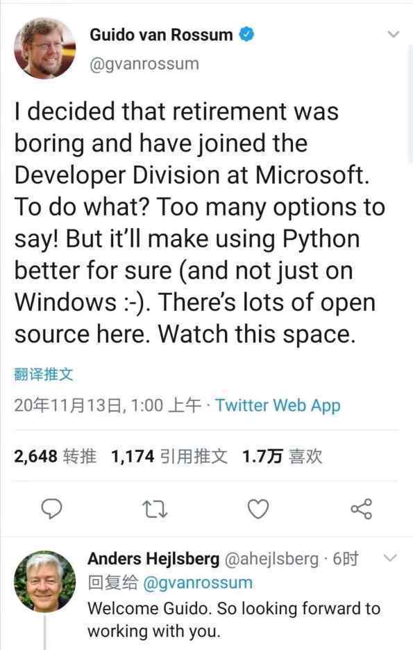 Python之父退休后太无聊加入微软 还原事发经过及背后原因！