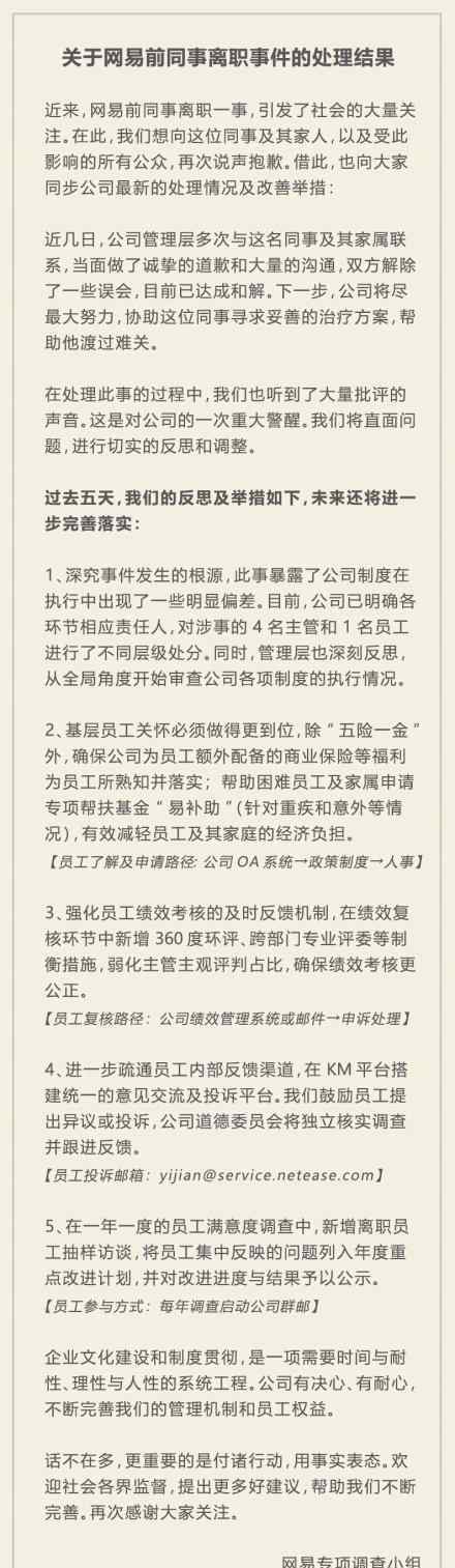 网易与被裁员工达成和解 为什么和解什么条件