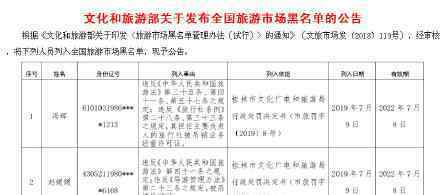 2人被列入全国旅游市场黑名单 哪两位被拉入黑名单