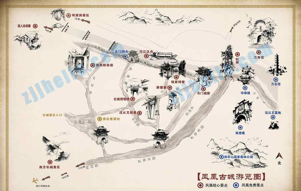 凤凰县地图 凤凰古城游玩地图|出游必看