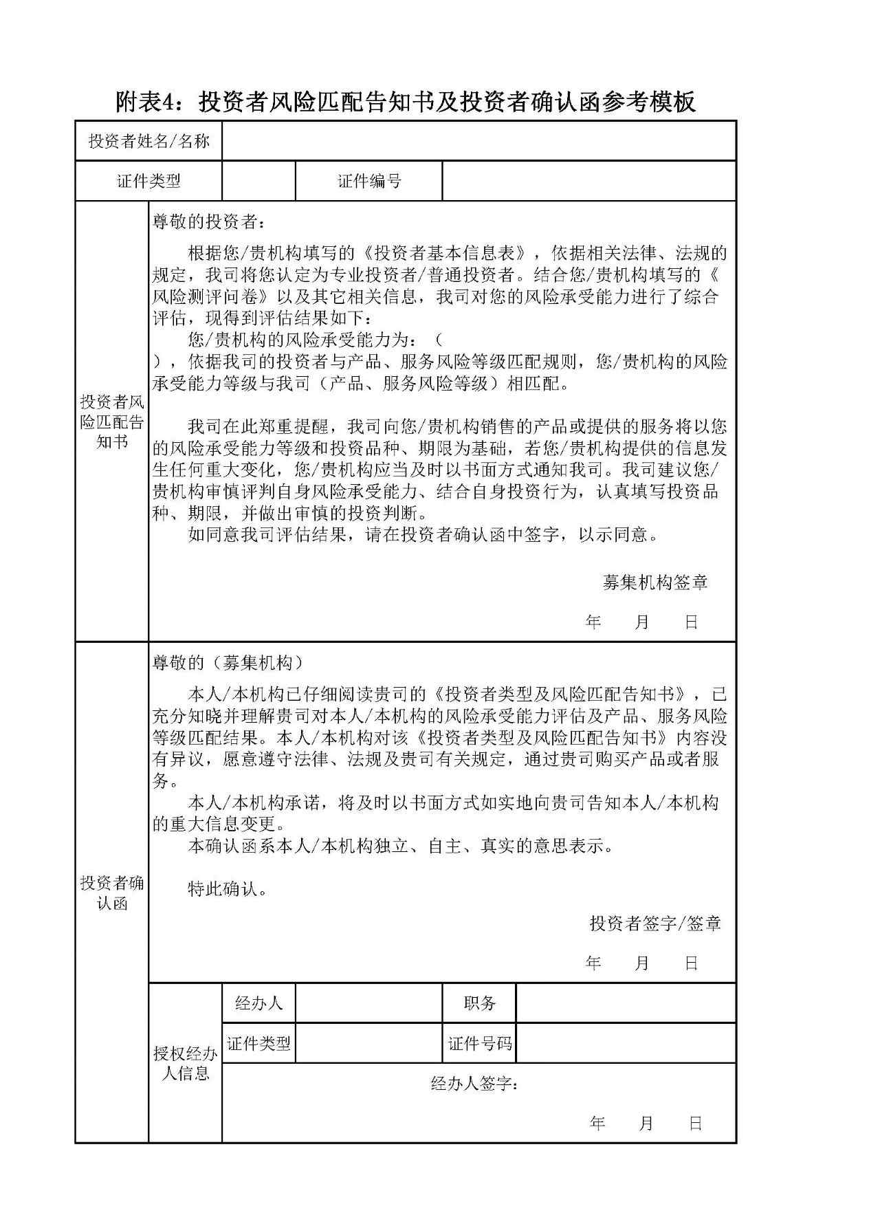 确认函模板 投资者类型及风险匹配告知书及投资者确认函参考模板（附4）