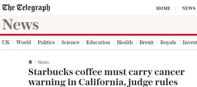 星巴克致癌 星巴克最大“丑闻”曝光 你喝进嘴里的咖啡可能致癌！