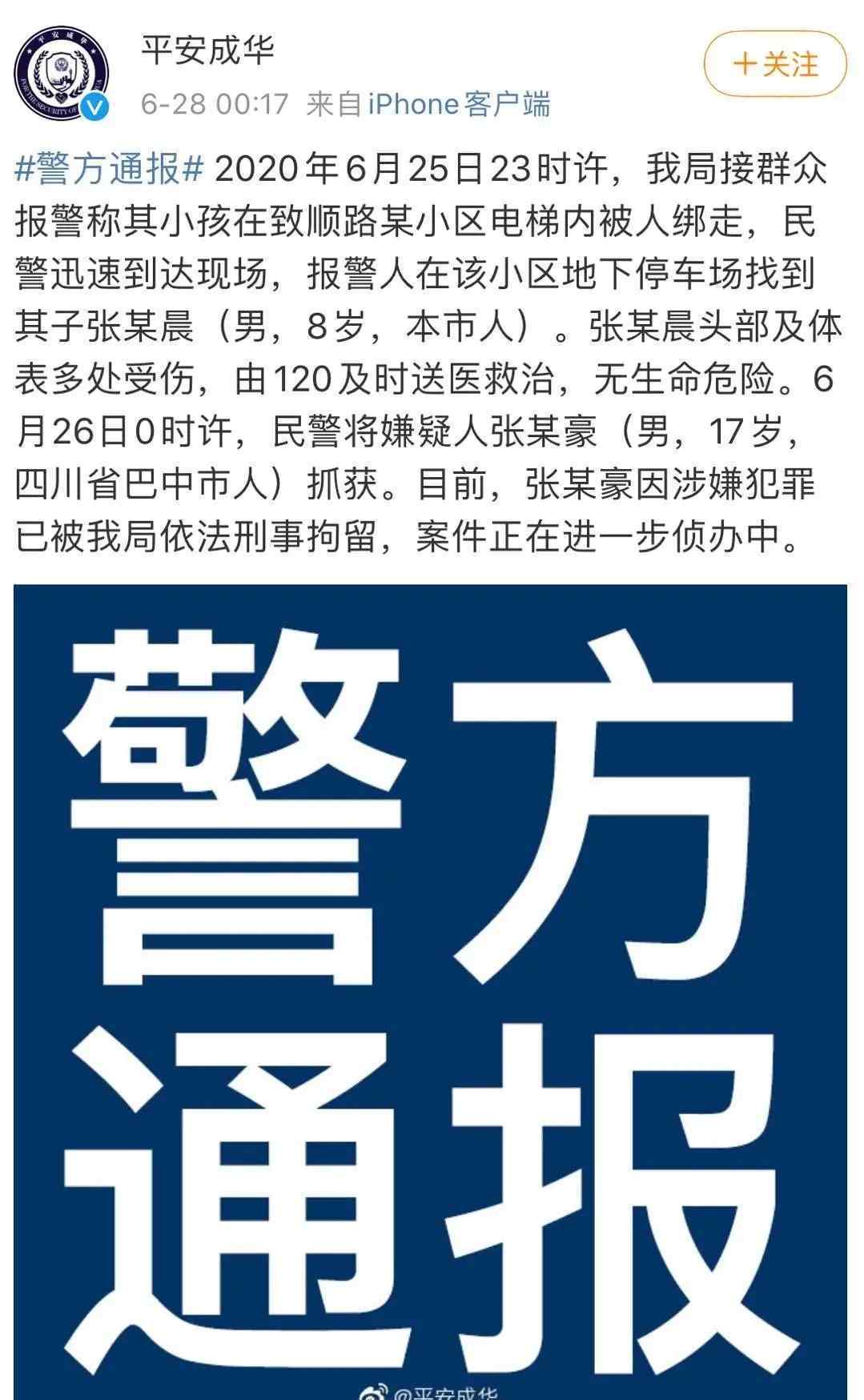 成都打人 成都8岁男孩被17岁小伙绑走殴打，找到时浑身是血，警方通报