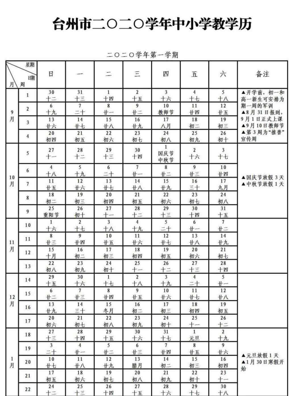 台州学历教育 快看！台州市2020学年中小学教学历