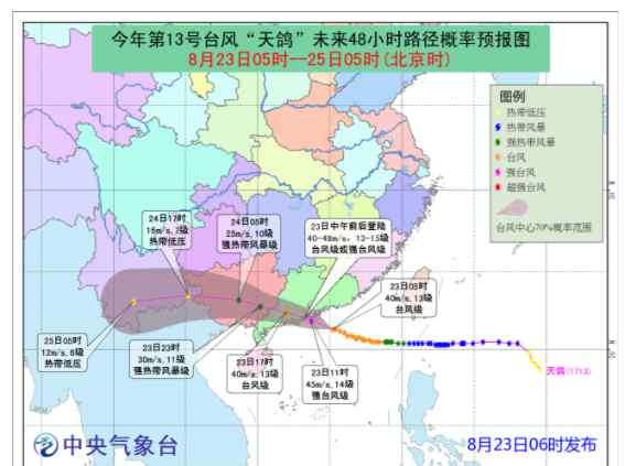 天鸽台风路径走向 台风路径实时发布系统：“天鸽”将于今天13时左右登陆广东珠海到台山一带