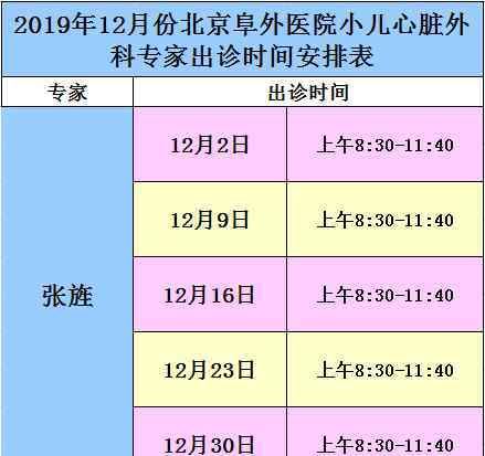 阜外医院心外科专家 北京阜外医院小儿心脏外科专家12月出诊时间安排