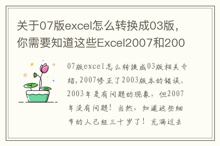 关于07版excel怎么转换成03版，你需要知道这些Excel2007和2003对比，两者之间到底增加了多少差异？