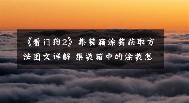 《看门狗2》集装箱涂装获取方法图文详解 集装箱中的涂装怎么得文章配图