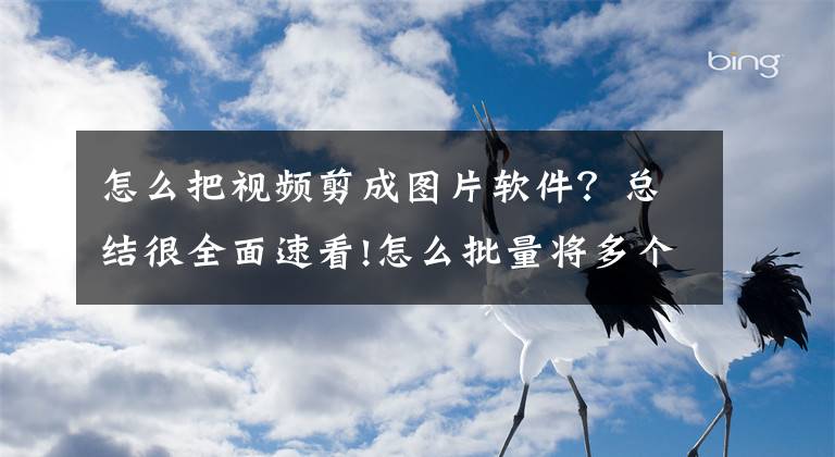 怎么把视频剪成图片软件？总结很全面速看!怎么批量将多个视频的第一幕提取出来转为图片文章配图