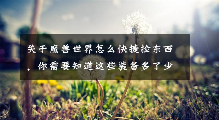 关于魔兽世界怎么快捷捡东西，你需要知道这些装备多了少了？谈谈魔兽中的个人拾取文章配图