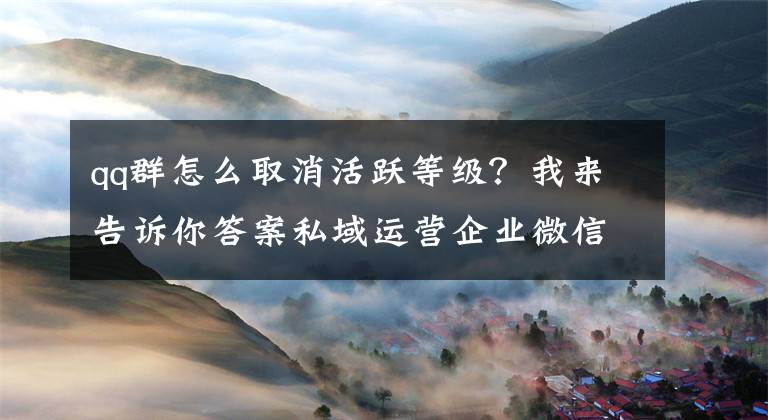 qq群怎么取消活跃等级？我来告诉你答案私域运营企业微信优点、养号、防封实操手册文章配图