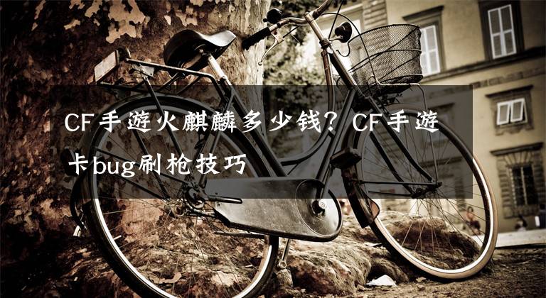 CF手游火麒麟多少钱？CF手游卡bug刷枪技巧文章配图