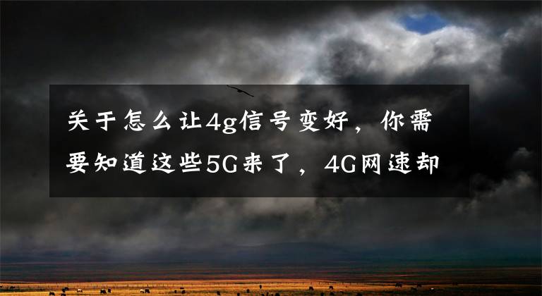 关于怎么让4g信号变好，你需要知道这些5G来了，4G网速却变慢了，只需添加一个接入点，瞬间提升网速文章配图