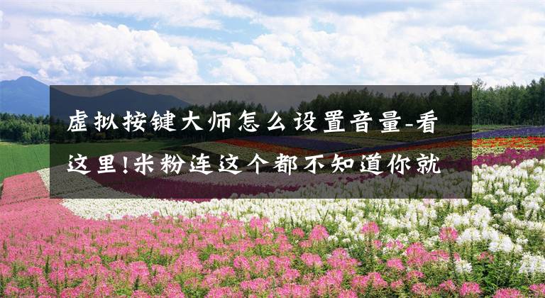 虚拟按键大师怎么设置音量-看这里!米粉连这个都不知道你就OUT了 教你解放物理按键文章配图