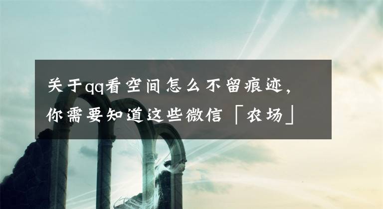关于qq看空间怎么不留痕迹，你需要知道这些微信「农场」功能上线？知道真相的我眼泪掉下来文章配图