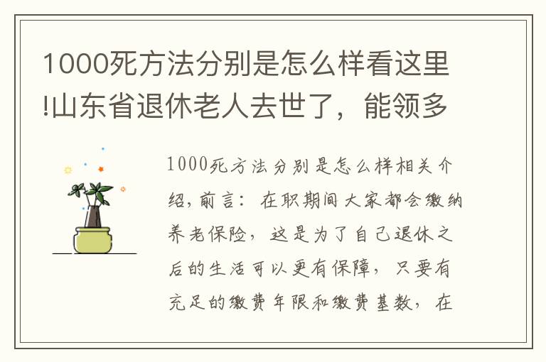 1000死方法分别是怎么样看这里!山东省退休老人去世了，能领多少抚恤金？2个细节需要注意