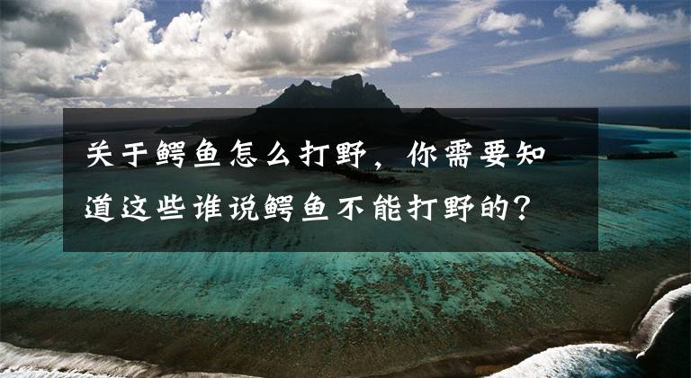 关于鳄鱼怎么打野，你需要知道这些谁说鳄鱼不能打野的？神超教你鳄鱼，不但能打野，还可以逆风翻盘文章配图