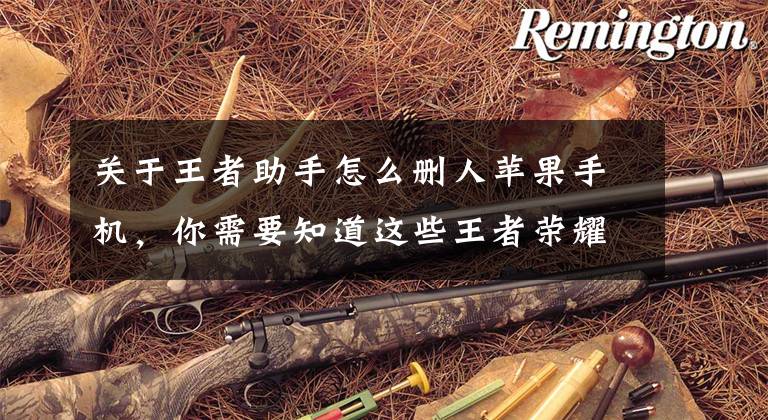 关于王者助手怎么删人苹果手机，你需要知道这些王者荣耀：你知道王者荣耀助手吗，现在这些软件有多牛逼呢文章配图