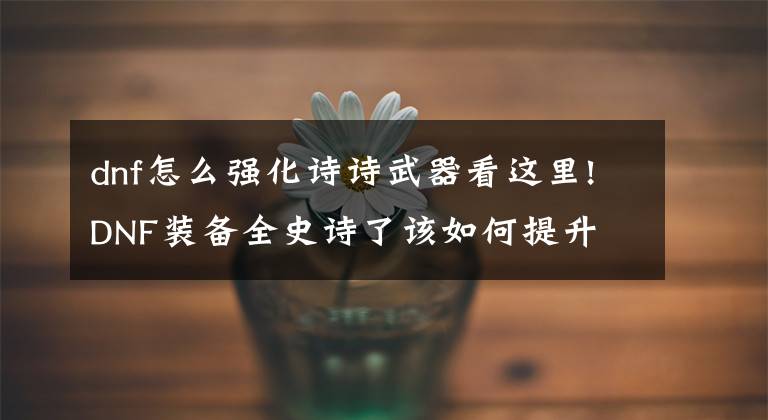 dnf怎么强化诗诗武器看这里!DNF装备全史诗了该如何提升文章配图