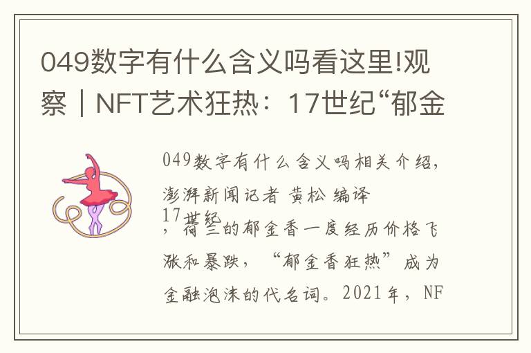 049数字有什么含义吗看这里!观察｜NFT艺术狂热：17世纪“郁金香狂热”重现？