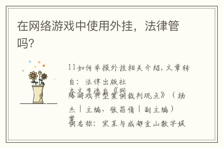 在网络游戏中使用外挂，法律管吗？文章配图