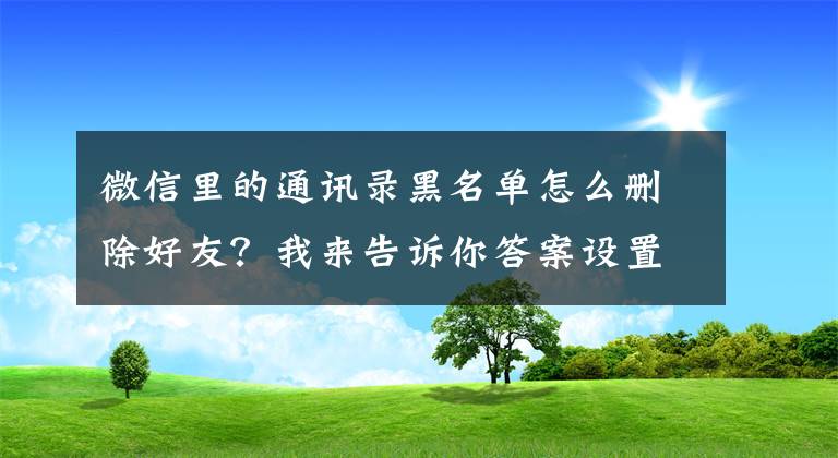 微信里的通讯录黑名单怎么删除好友？我来告诉你答案设置微信好友无法删除和拉黑你方法文章配图